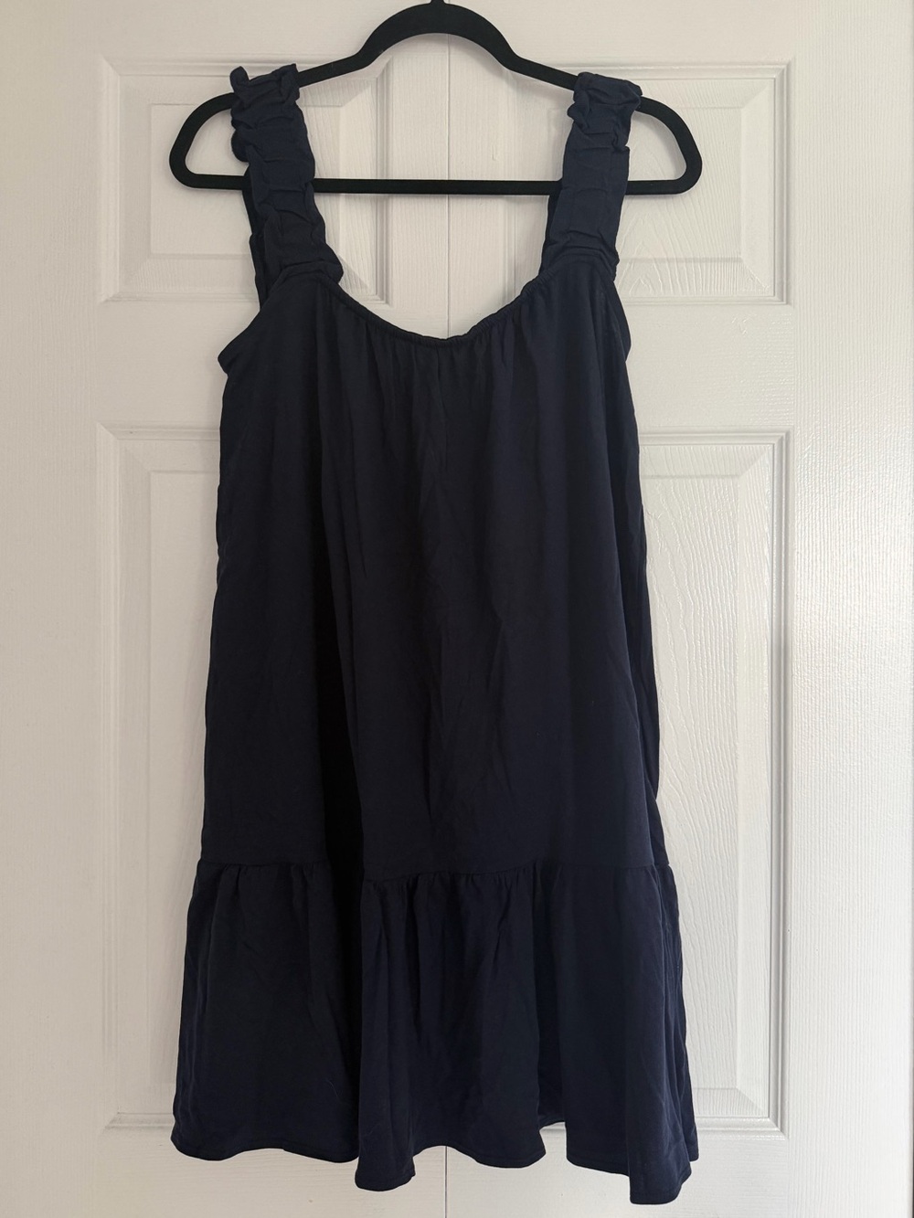 J. Crew Navy Ruffle-Strap Mini Dress